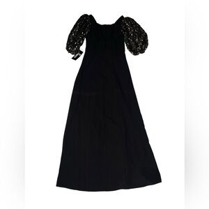 Simco Size 6 Dress Maxi Puffy Sleeves Length 61” Style 4061 Black And Gold #st37